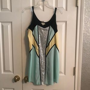 Sparkly Colorblock Shift Dress! Size L